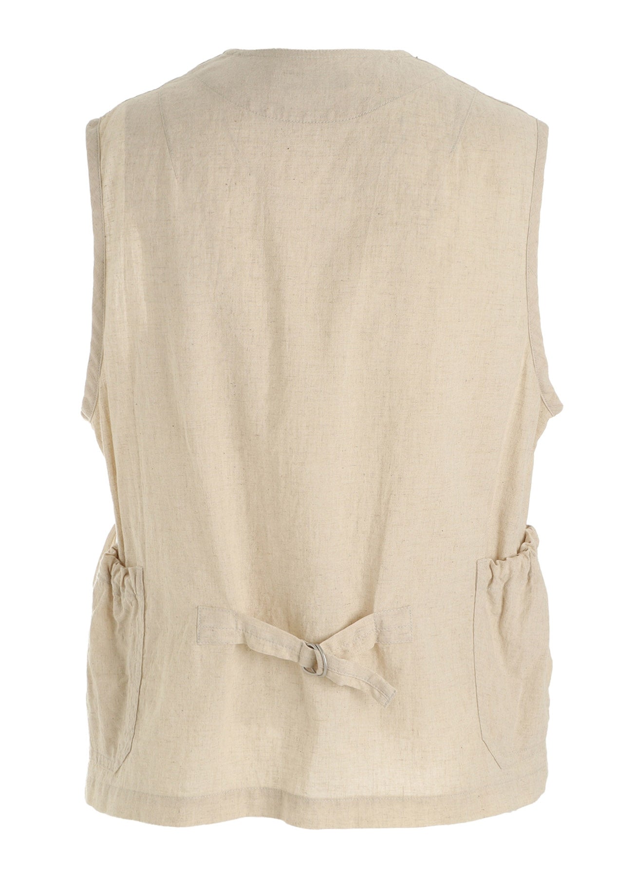 Cotton-Linen Poplin GATHERED POCKET VEST