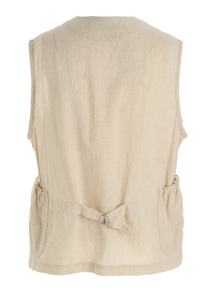 Cotton-Linen Poplin GATHERED POCKET VEST