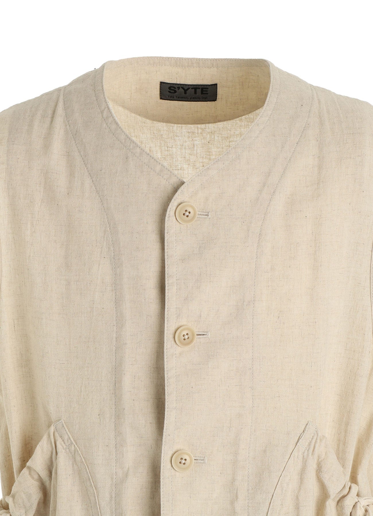 Cotton-Linen Poplin GATHERED POCKET VEST