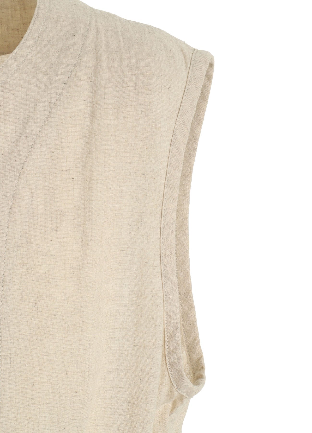 Cotton-Linen Poplin GATHERED POCKET VEST