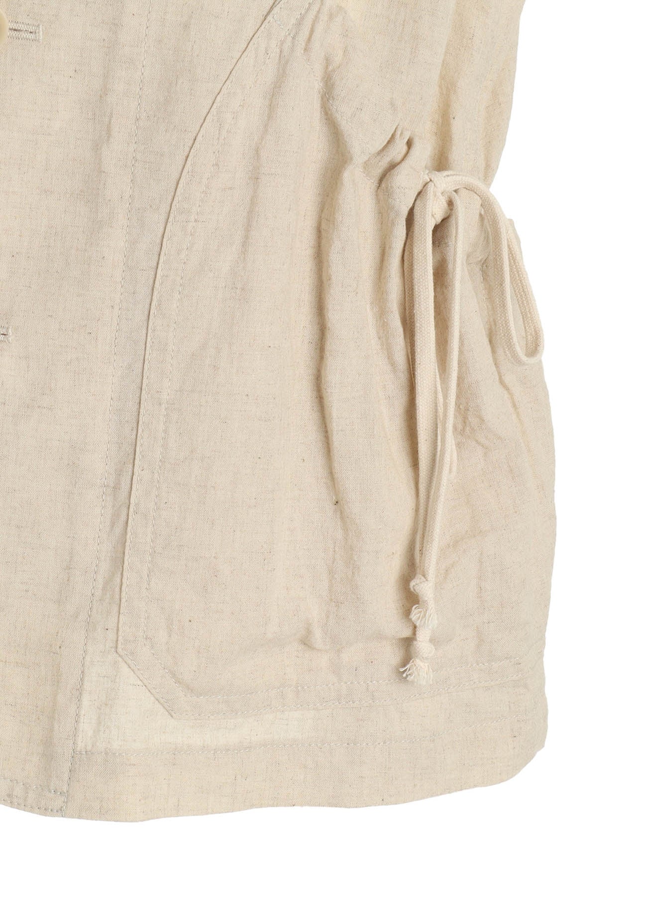 Cotton-Linen Poplin GATHERED POCKET VEST