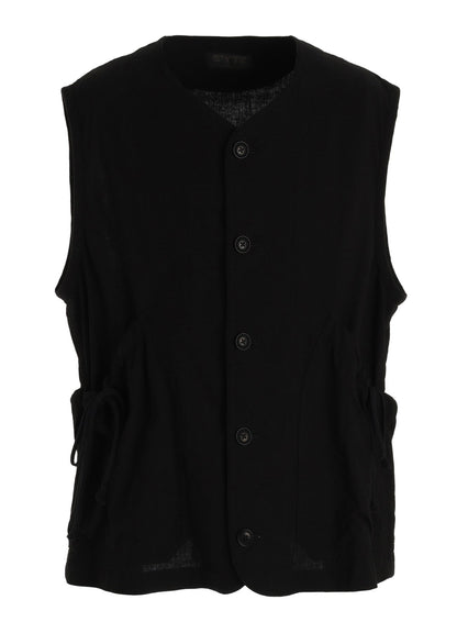 Cotton-Linen Poplin GATHERED POCKET VEST