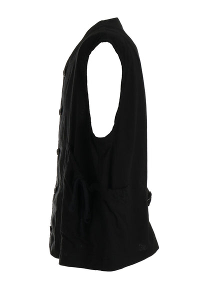 Cotton-Linen Poplin GATHERED POCKET VEST