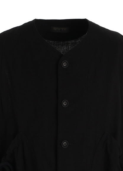 Cotton-Linen Poplin GATHERED POCKET VEST
