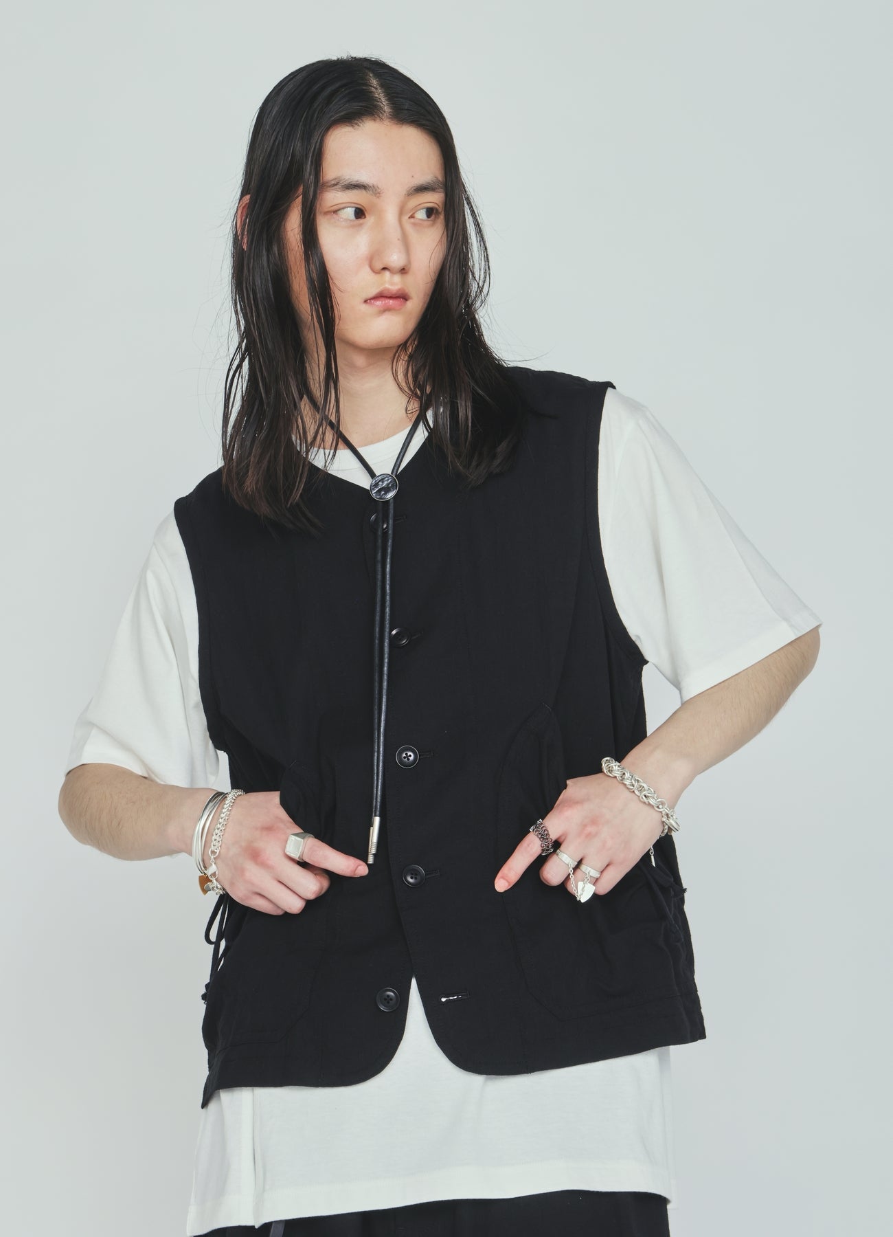 Cotton-Linen Poplin GATHERED POCKET VEST – THE SHOP YOHJI YAMAMOTO