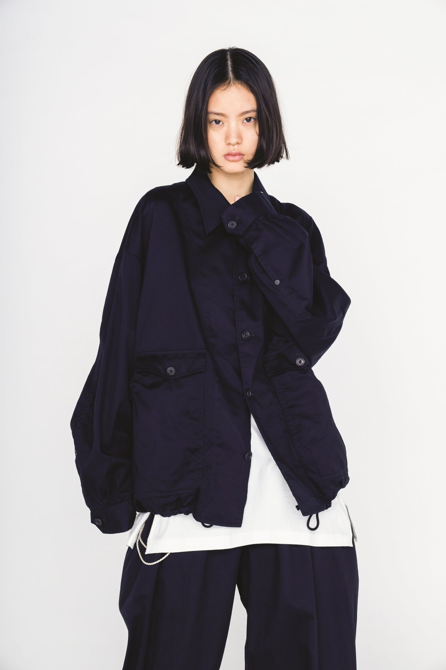 COTTON TWILL GATHERED POCKET BLOUSON