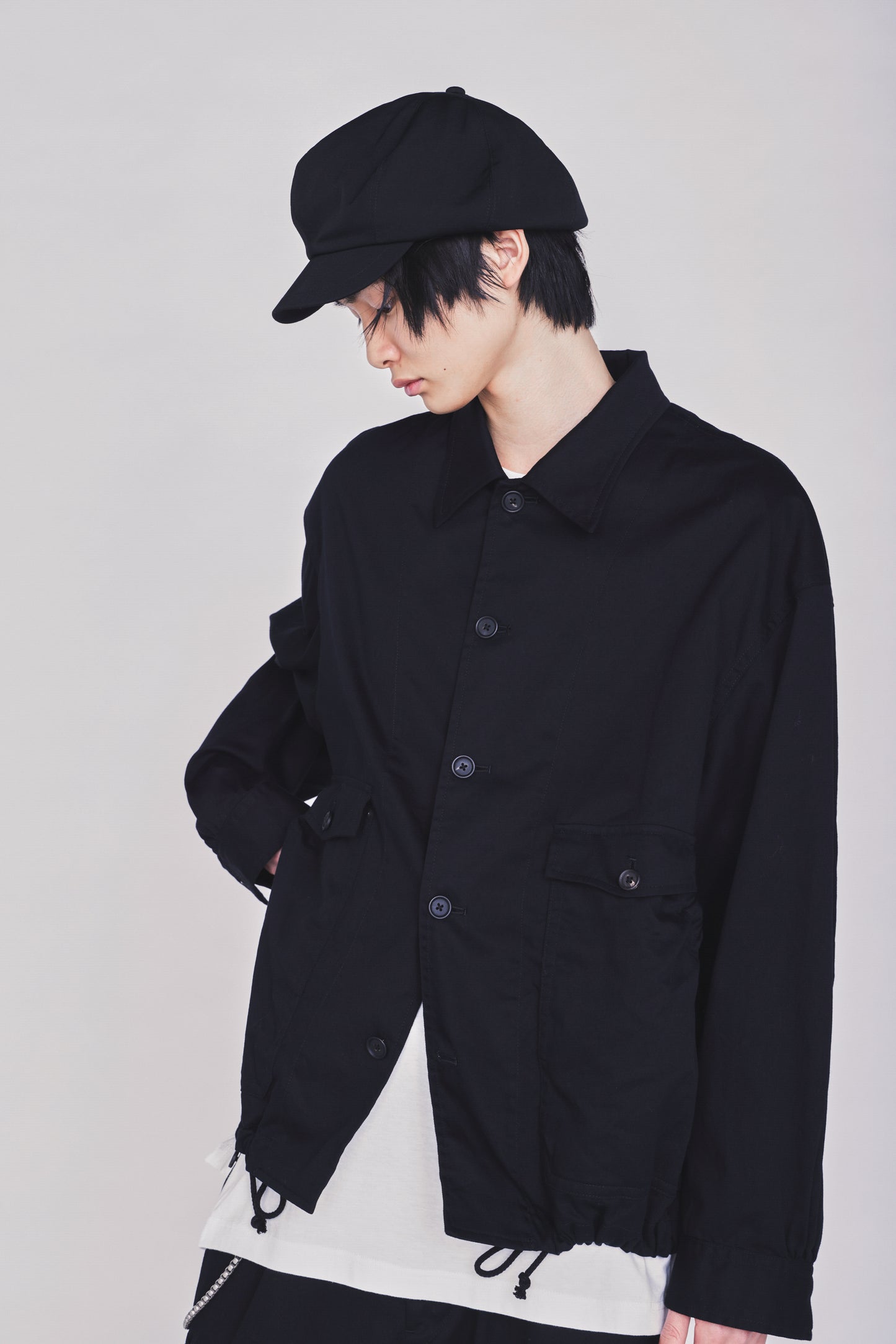 COTTON TWILL GATHERED POCKET BLOUSON