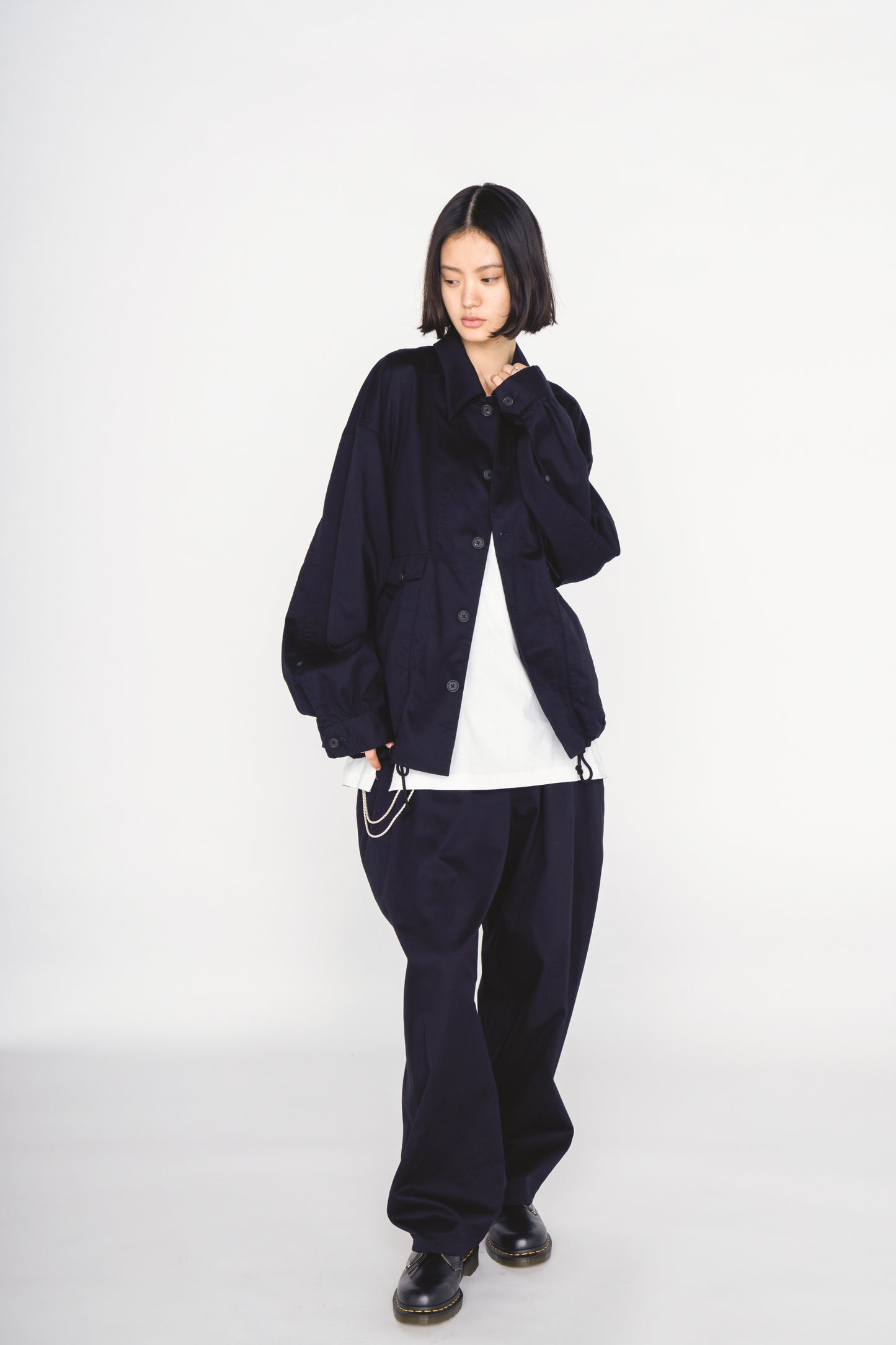 COTTON TWILL GATHERED POCKET BLOUSON