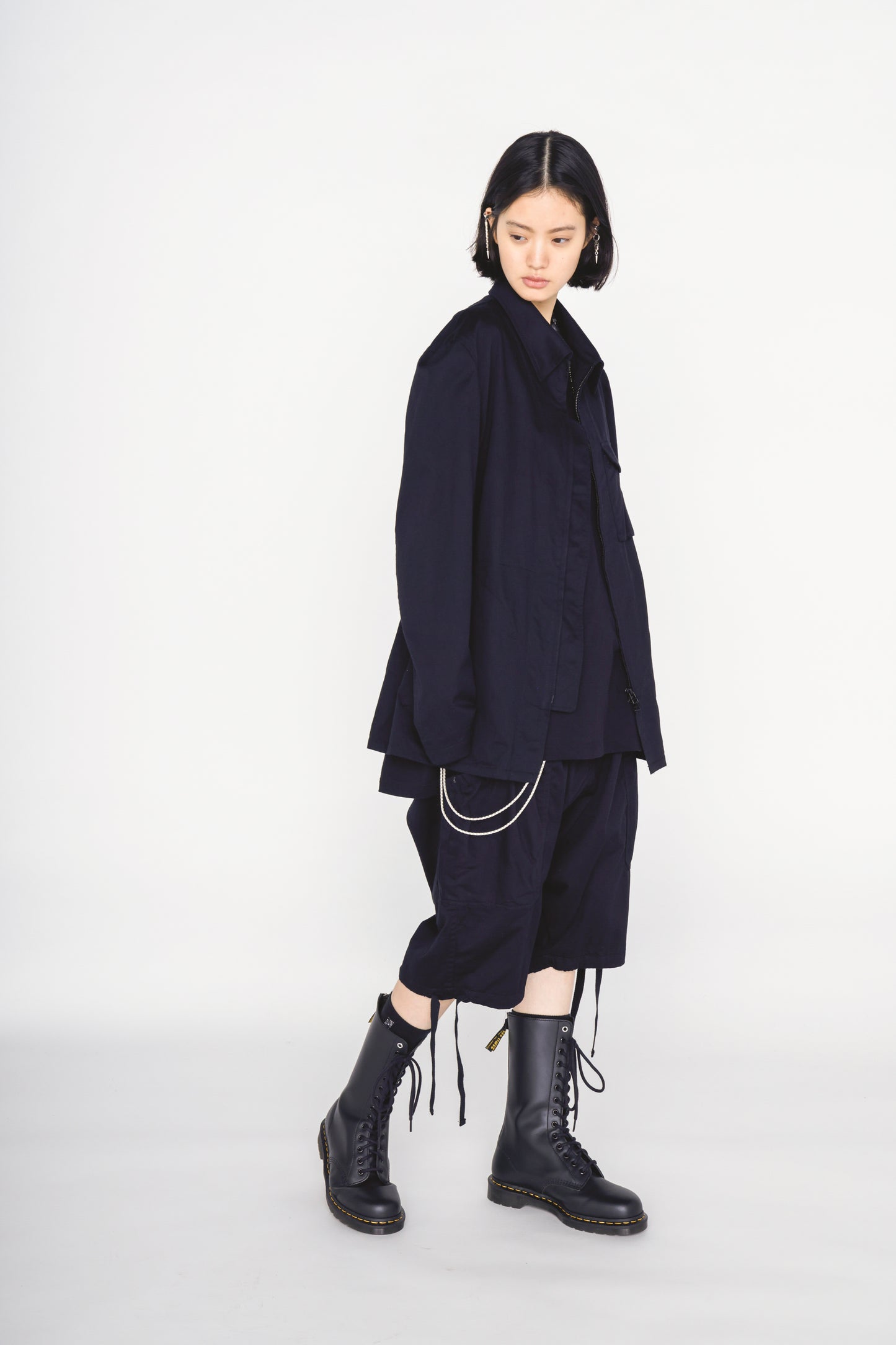 COTTON TWILL ASYMMETRIC POCKET JACKET