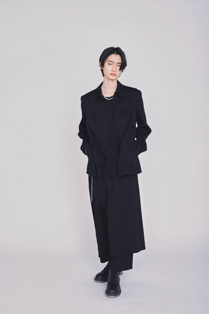 COTTON TWILL ASYMMETRIC POCKET JACKET