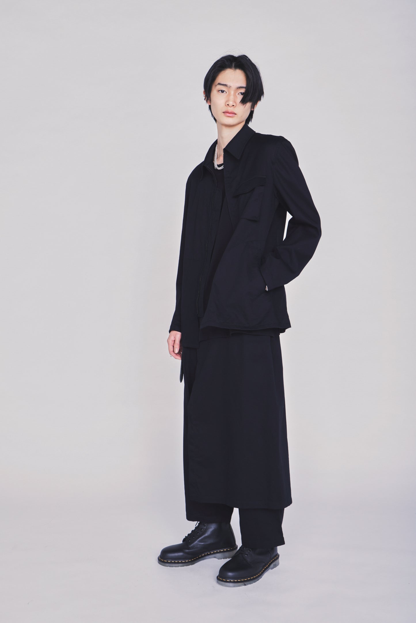 COTTON TWILL ASYMMETRIC POCKET JACKET