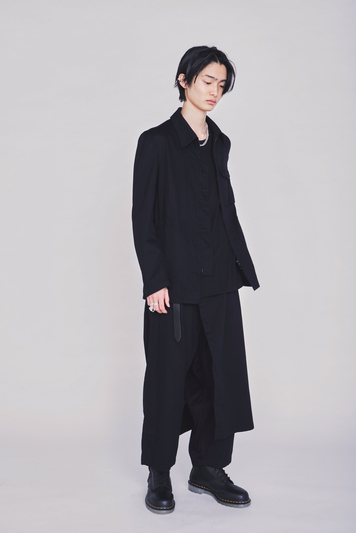 COTTON TWILL ASYMMETRIC POCKET JACKET