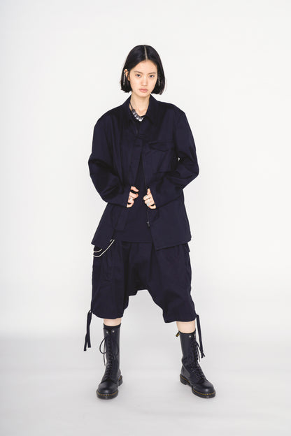 COTTON TWILL ASYMMETRIC POCKET JACKET