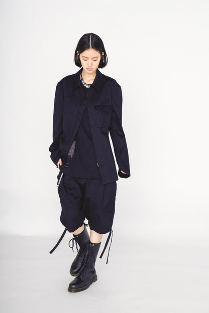 COTTON TWILL ASYMMETRIC POCKET JACKET