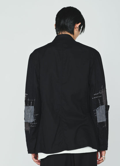 ORGANIC COTTON WASHER ZIP-UP BLOUSON WITH  SASHIKO EMBROIDERY