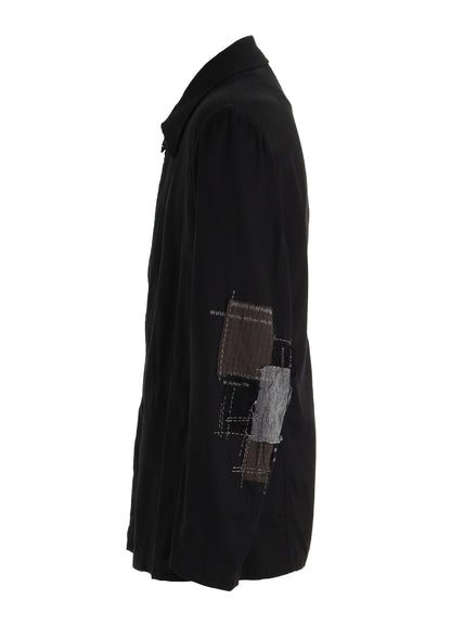 ORGANIC COTTON WASHER ZIP-UP BLOUSON WITH  SASHIKO EMBROIDERY
