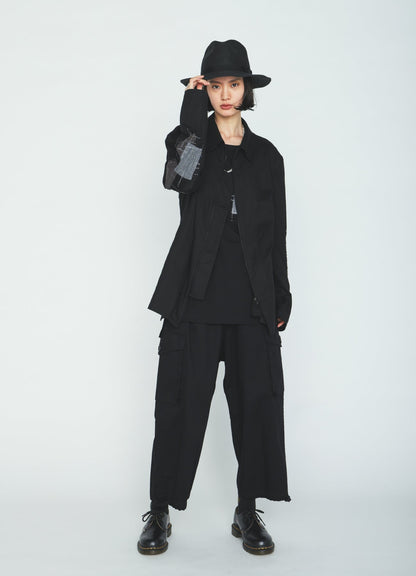ORGANIC COTTON WASHER ZIP-UP BLOUSON WITH  SASHIKO EMBROIDERY