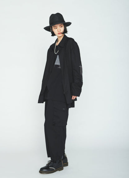 ORGANIC COTTON WASHER ZIP-UP BLOUSON WITH  SASHIKO EMBROIDERY