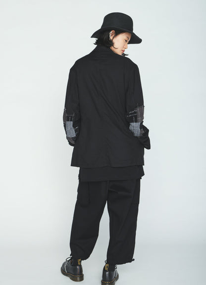 ORGANIC COTTON WASHER ZIP-UP BLOUSON WITH  SASHIKO EMBROIDERY