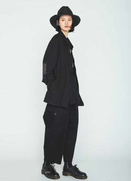 ORGANIC COTTON WASHER ZIP-UP BLOUSON WITH  SASHIKO EMBROIDERY