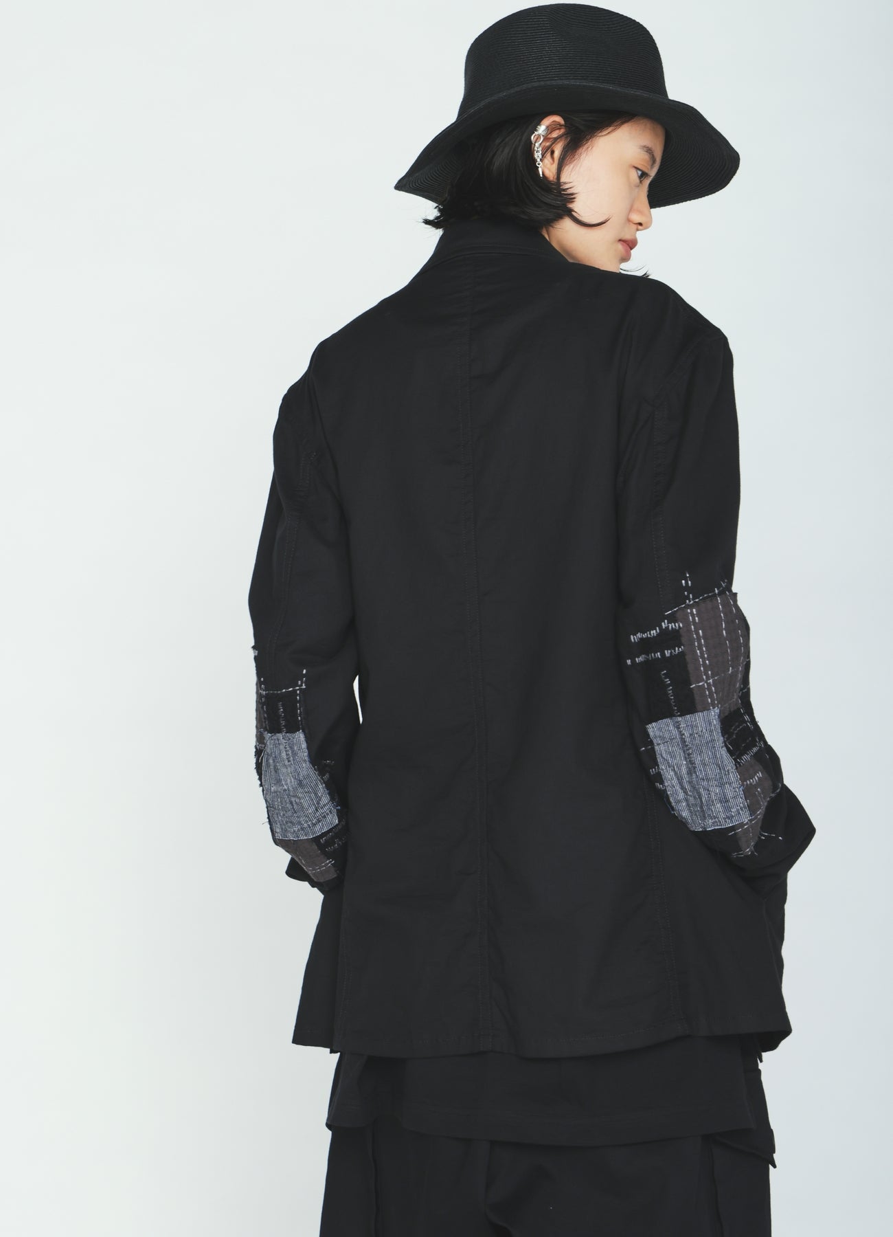 ORGANIC COTTON WASHER ZIP-UP BLOUSON WITH  SASHIKO EMBROIDERY