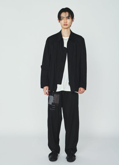 ORGANIC COTTON WASHER ZIP-UP BLOUSON WITH  SASHIKO EMBROIDERY