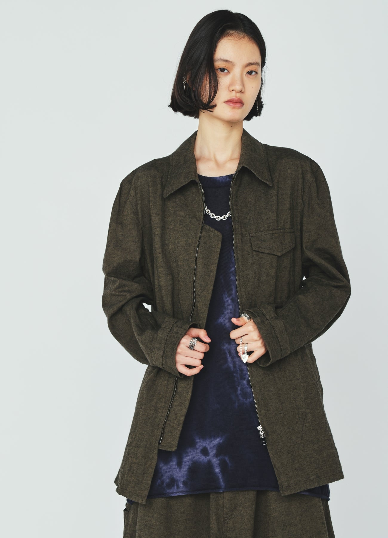 COTTON/LINEN CANVAS SOFRON ASYMMETRIC POCKET BLOUSON