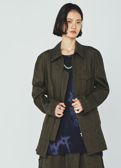 COTTON/LINEN CANVAS SOFRON ASYMMETRIC POCKET BLOUSON