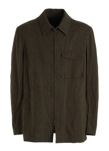 COTTON/LINEN CANVAS SOFRON ASYMMETRIC POCKET BLOUSON