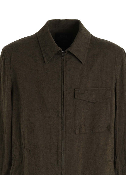 COTTON/LINEN CANVAS SOFRON ASYMMETRIC POCKET BLOUSON