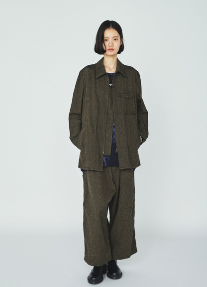 COTTON/LINEN CANVAS SOFRON ASYMMETRIC POCKET BLOUSON