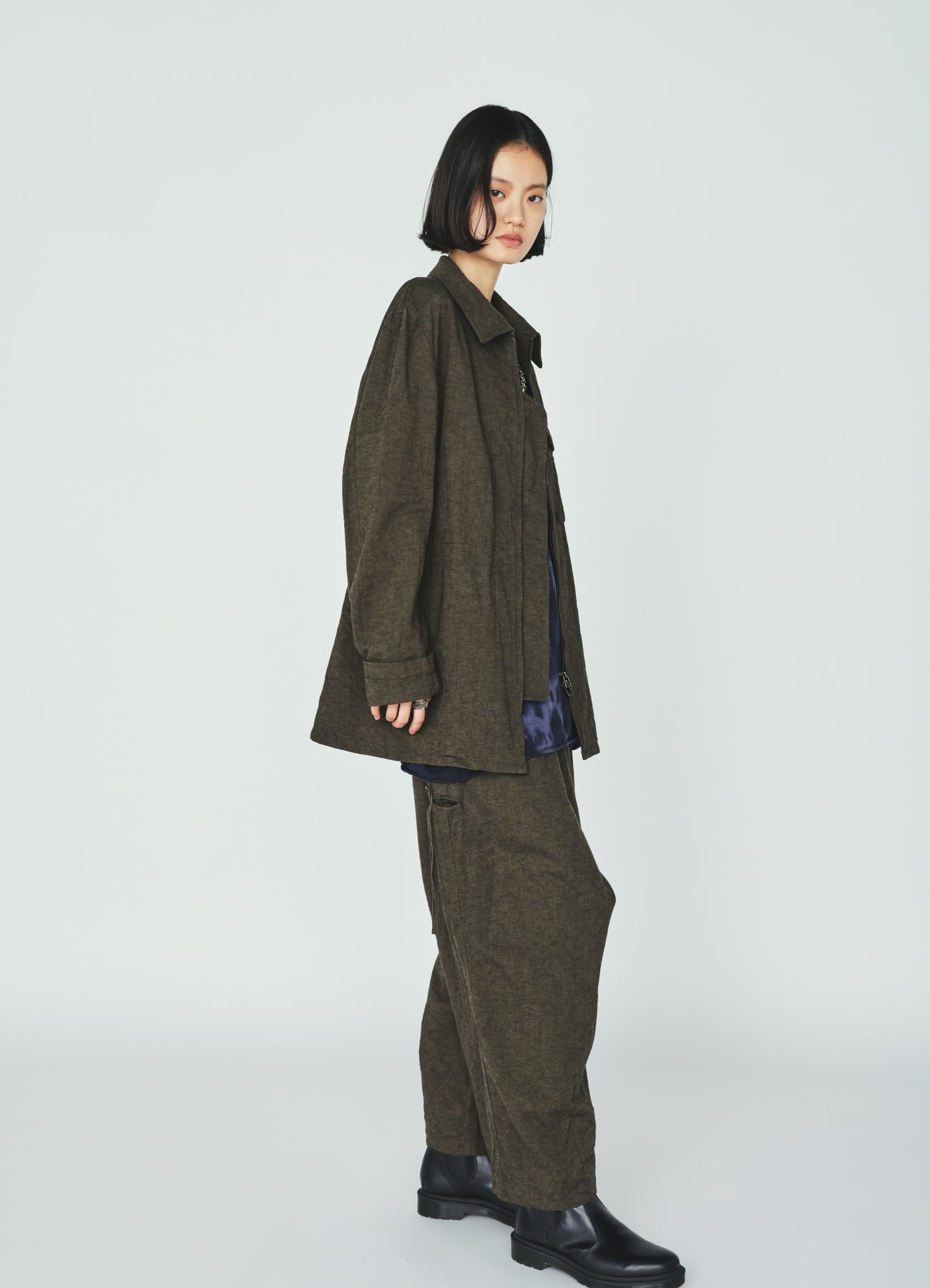 COTTON/LINEN CANVAS SOFRON ASYMMETRIC POCKET BLOUSON