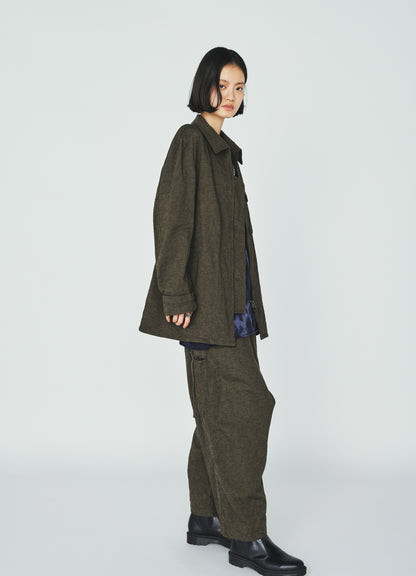 COTTON/LINEN CANVAS SOFRON ASYMMETRIC POCKET BLOUSON