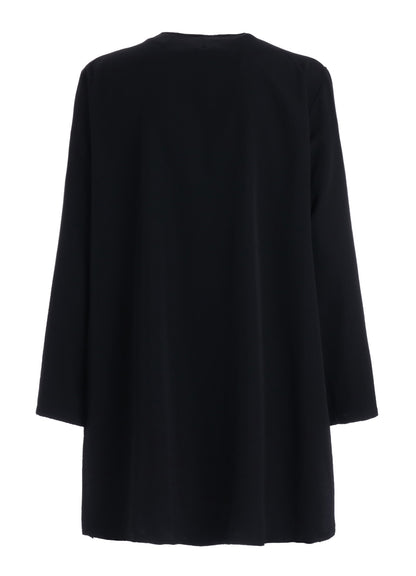 WASHER WOOL GABARDINE COLLARLESS LONG JACKET