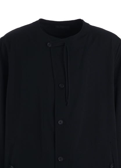 WASHER WOOL GABARDINE COLLARLESS LONG JACKET