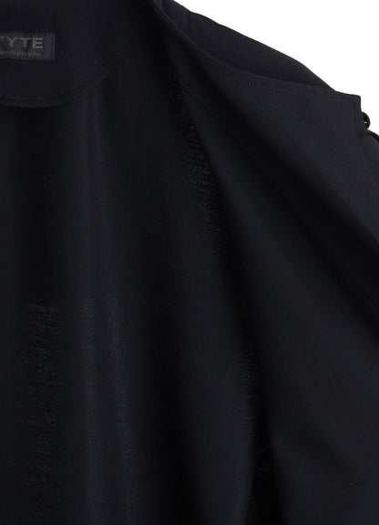 WASHER WOOL GABARDINE COLLARLESS LONG JACKET