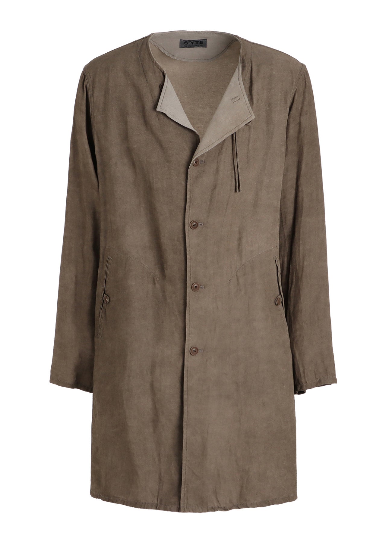 VIS/LI TWILL PIGMENT PRINT COLLARLESS LONG JACKET