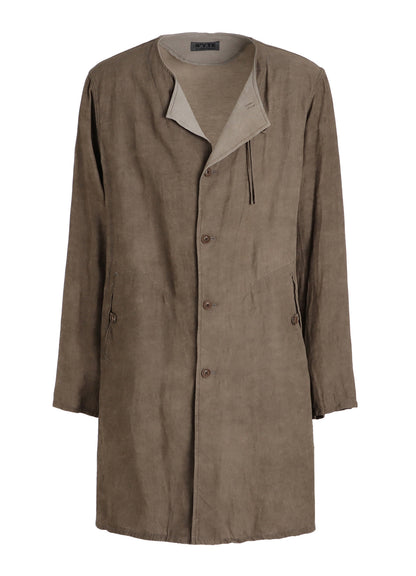 VIS/LI TWILL PIGMENT PRINT COLLARLESS LONG JACKET