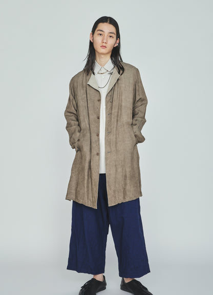 VIS/LI TWILL PIGMENT PRINT COLLARLESS LONG JACKET