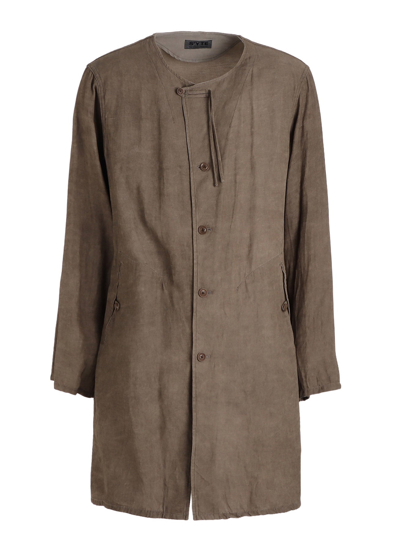 VIS/LI TWILL PIGMENT PRINT COLLARLESS LONG JACKET