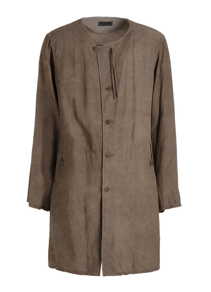 VIS/LI TWILL PIGMENT PRINT COLLARLESS LONG JACKET