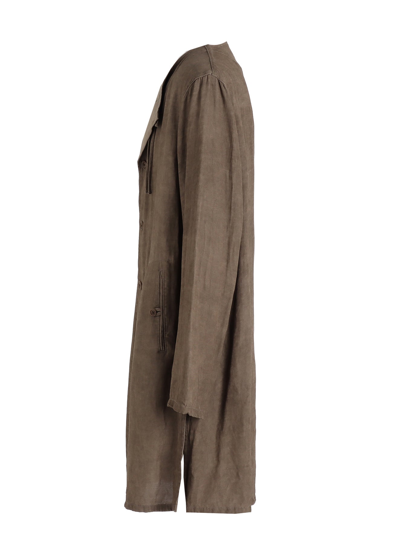 VIS/LI TWILL PIGMENT PRINT COLLARLESS LONG JACKET