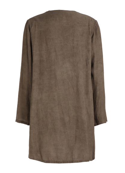 VIS/LI TWILL PIGMENT PRINT COLLARLESS LONG JACKET