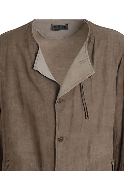 VIS/LI TWILL PIGMENT PRINT COLLARLESS LONG JACKET