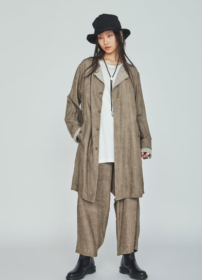 VIS/LI TWILL PIGMENT PRINT COLLARLESS LONG JACKET