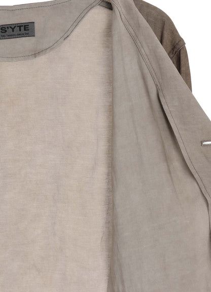 VIS/LI TWILL PIGMENT PRINT COLLARLESS LONG JACKET