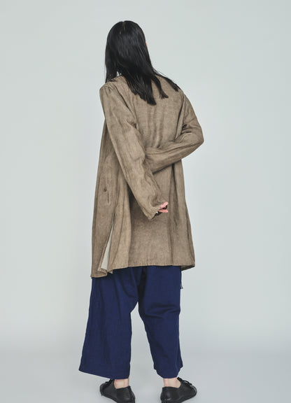 VIS/LI TWILL PIGMENT PRINT COLLARLESS LONG JACKET