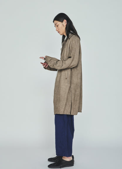 VIS/LI TWILL PIGMENT PRINT COLLARLESS LONG JACKET