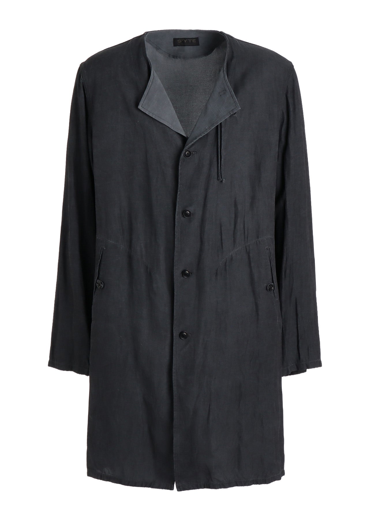VIS/LI TWILL PIGMENT PRINT COLLARLESS LONG JACKET