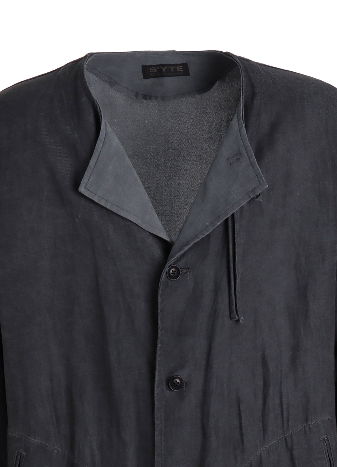 VIS/LI TWILL PIGMENT PRINT COLLARLESS LONG JACKET